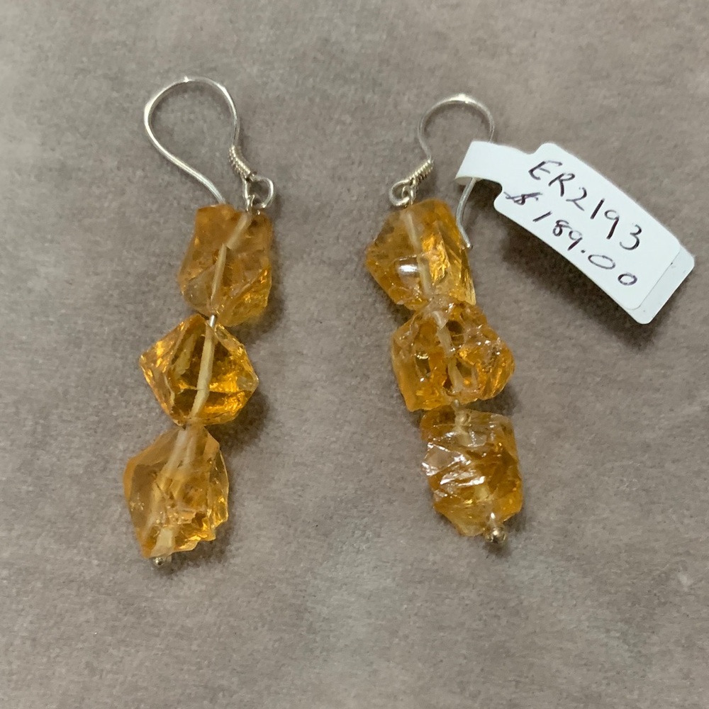 Elegant Raw Citrine Dangle Earrings